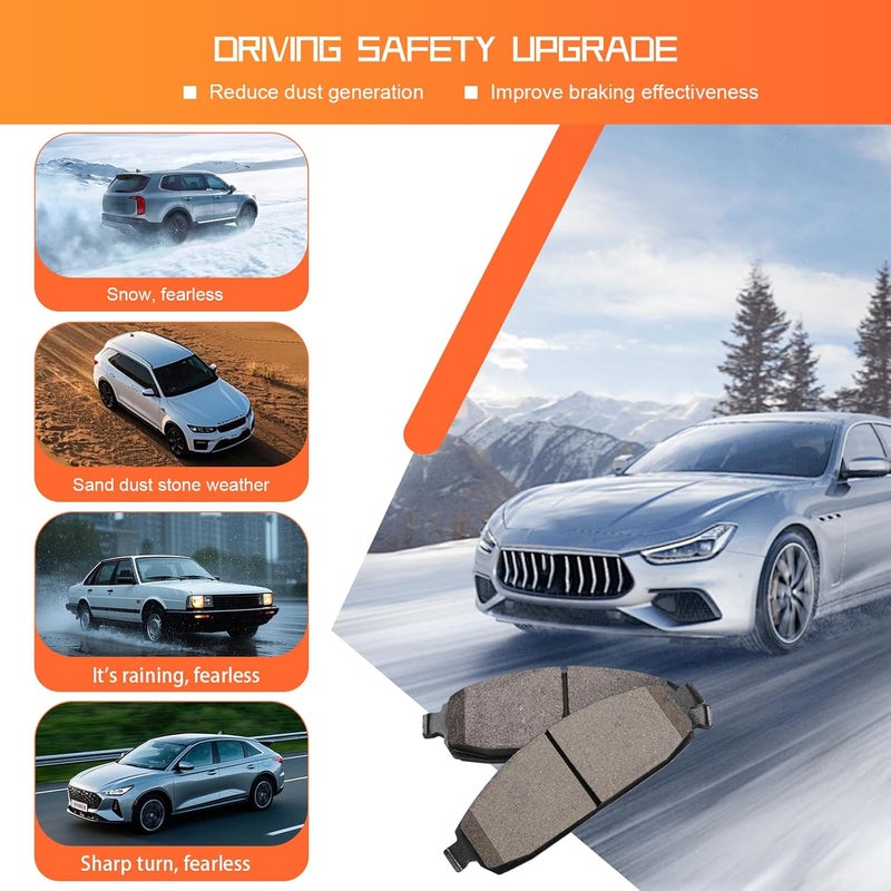 HECHENQICHE Front Ceramic Brake Pads with Hardware for Jeep Commander 2006-2010 & Grand Cherokee 2005-2010 - Image 4